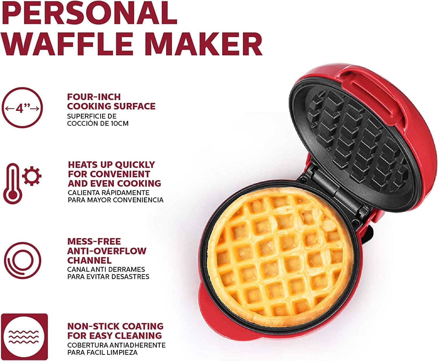 Mini Waffle Maker 4 Inch- 350 Watts: Stainless Steel Non-Stick Electric Iron Machine for Individual Belgian Waffles, Pan Cakes, Paninis or Other Snacks Mini Waffle Maker 4 Inch- 350 Watts: Stainless Steel Non-Stick Electric Iron Machine for Individual Belgian Waffles, Pan Cakes, Paninis or Other Snacks
